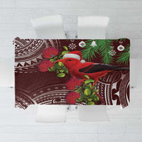 Christmas Hawaii with I'iwi Bird Tablecloth Aloha Mele Kalikimaka - Oxblood Art