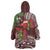 Christmas Hawaii with I'iwi Bird Wearable Blanket Hoodie Aloha Mele Kalikimaka - Oxblood Art