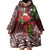 Christmas Hawaii with I'iwi Bird Wearable Blanket Hoodie Aloha Mele Kalikimaka - Oxblood Art