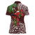 Christmas Hawaii with I'iwi Bird Women Polo Shirt Aloha Mele Kalikimaka - Oxblood Art