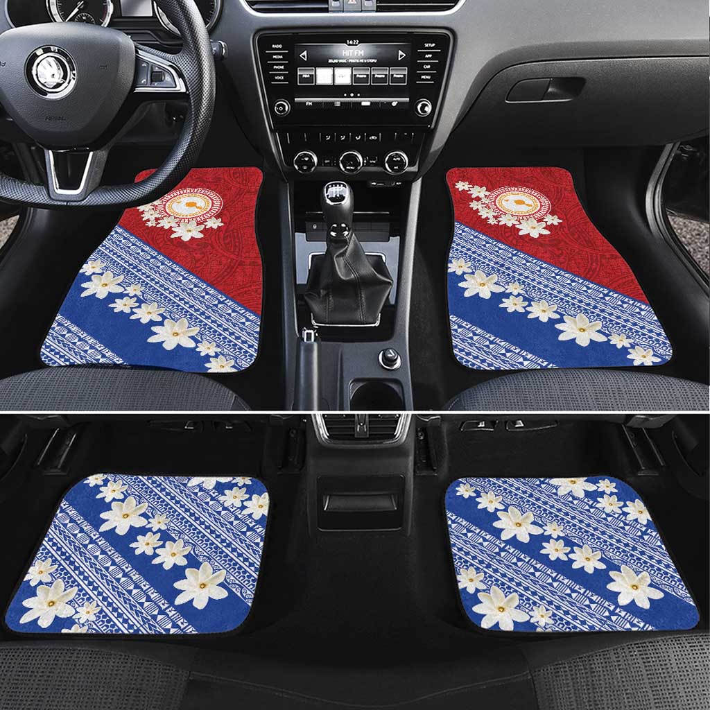 French Polynesia Car Mats Tahitian Tiare Flowers Tribal