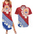 French Polynesia Couples Matching Summer Maxi Dress and Hawaiian Shirt Tahitian Tiare Flowers Tribal