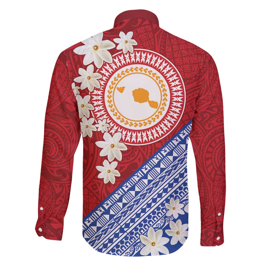 French Polynesia Family Matching Long Sleeve Bodycon Dress and Hawaiian Shirt Tahitian Tiare Flowers Tribal LT9 - Polynesian Pride