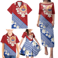 French Polynesia Family Matching Puletasi and Hawaiian Shirt Tahitian Tiare Flowers Tribal LT9 - Polynesian Pride