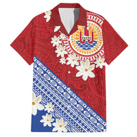 French Polynesia Family Matching Puletasi and Hawaiian Shirt Tahitian Tiare Flowers Tribal LT9 Dad's Shirt - Short Sleeve Red - Polynesian Pride