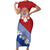 French Polynesia Family Matching Short Sleeve Bodycon Dress and Hawaiian Shirt Tahitian Tiare Flowers Tribal