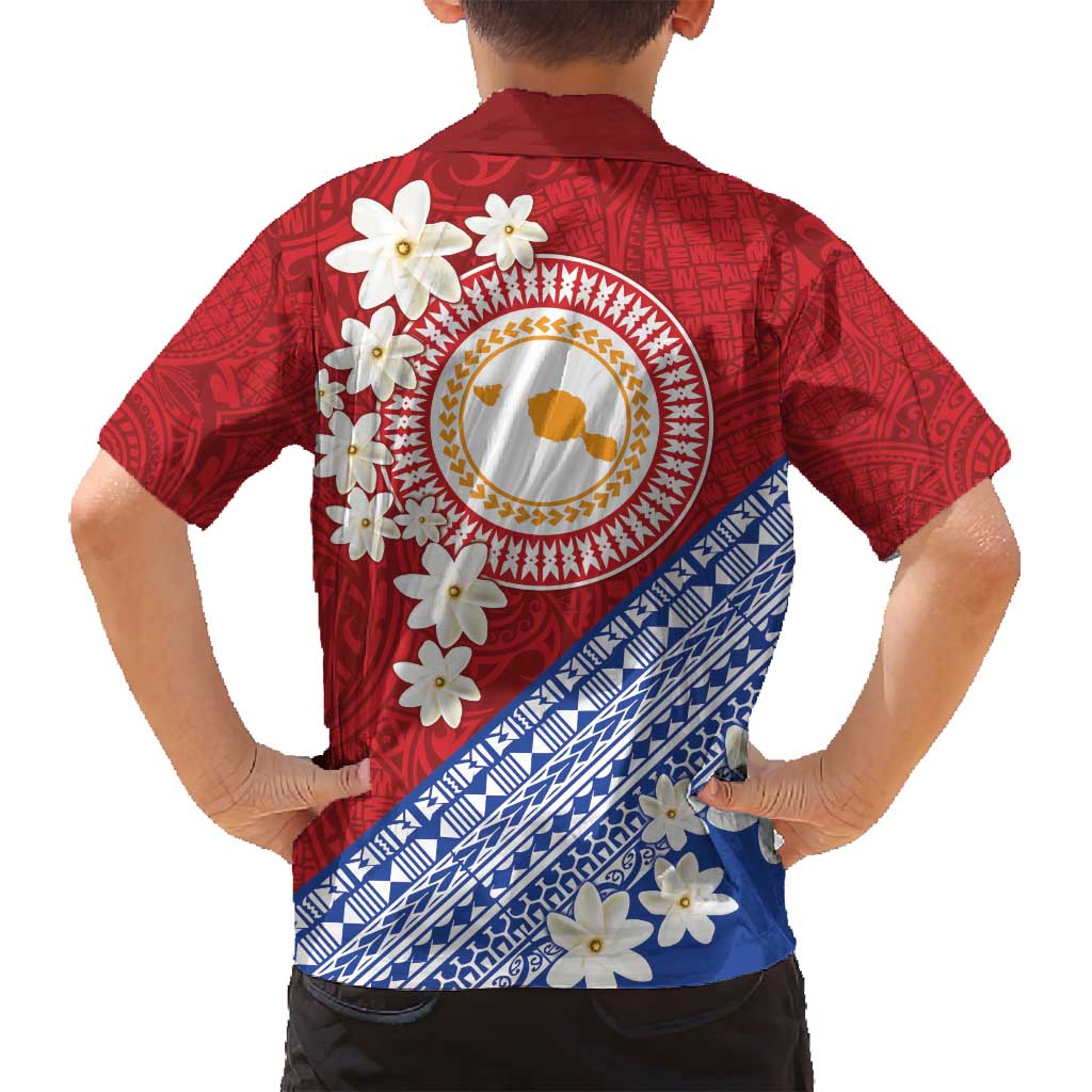 French Polynesia Family Matching Tank Maxi Dress and Hawaiian Shirt Tahitian Tiare Flowers Tribal