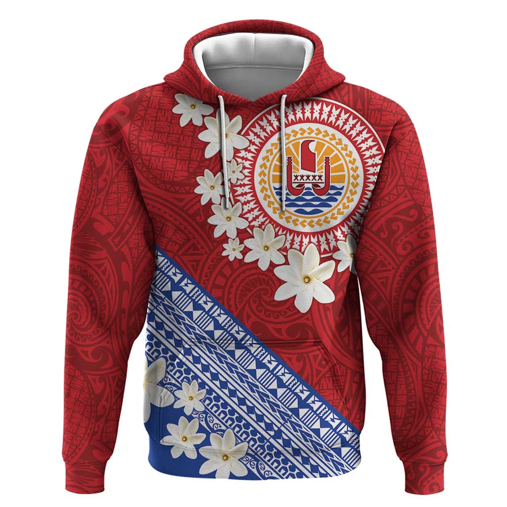 French Polynesia Hoodie Tahitian Tiare Flowers Tribal