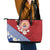 French Polynesia Leather Tote Bag Tahitian Tiare Flowers Tribal