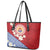 French Polynesia Leather Tote Bag Tahitian Tiare Flowers Tribal