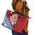 French Polynesia Leather Tote Bag Tahitian Tiare Flowers Tribal