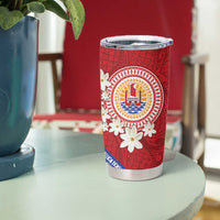 French Polynesia Tumbler Cup Tahitian Tiare Flowers Tribal