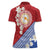 French Polynesia Women Polo Shirt Tahitian Tiare Flowers Tribal