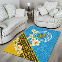 Tuvalu Plumeria Flowers Area Rug Polynesian Tribal Pattern