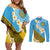 Tuvalu Plumeria Flowers Couples Matching Off Shoulder Short Dress and Long Sleeve Button Shirt Polynesian Tribal Pattern