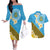 Tuvalu Plumeria Flowers Couples Matching Off The Shoulder Long Sleeve Dress and Hawaiian Shirt Polynesian Tribal Pattern