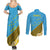 Tuvalu Plumeria Flowers Couples Matching Summer Maxi Dress and Long Sleeve Button Shirt Polynesian Tribal Pattern