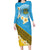 Tuvalu Plumeria Flowers Family Matching Long Sleeve Bodycon Dress and Hawaiian Shirt Polynesian Tribal Pattern