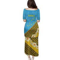 Tuvalu Plumeria Flowers Family Matching Puletasi and Hawaiian Shirt Polynesian Tribal Pattern