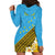 Tuvalu Plumeria Flowers Hoodie Dress Polynesian Tribal Pattern