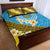 Tuvalu Plumeria Flowers Quilt Bed Set Polynesian Tribal Pattern