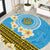 Tuvalu Plumeria Flowers Round Carpet Polynesian Tribal Pattern