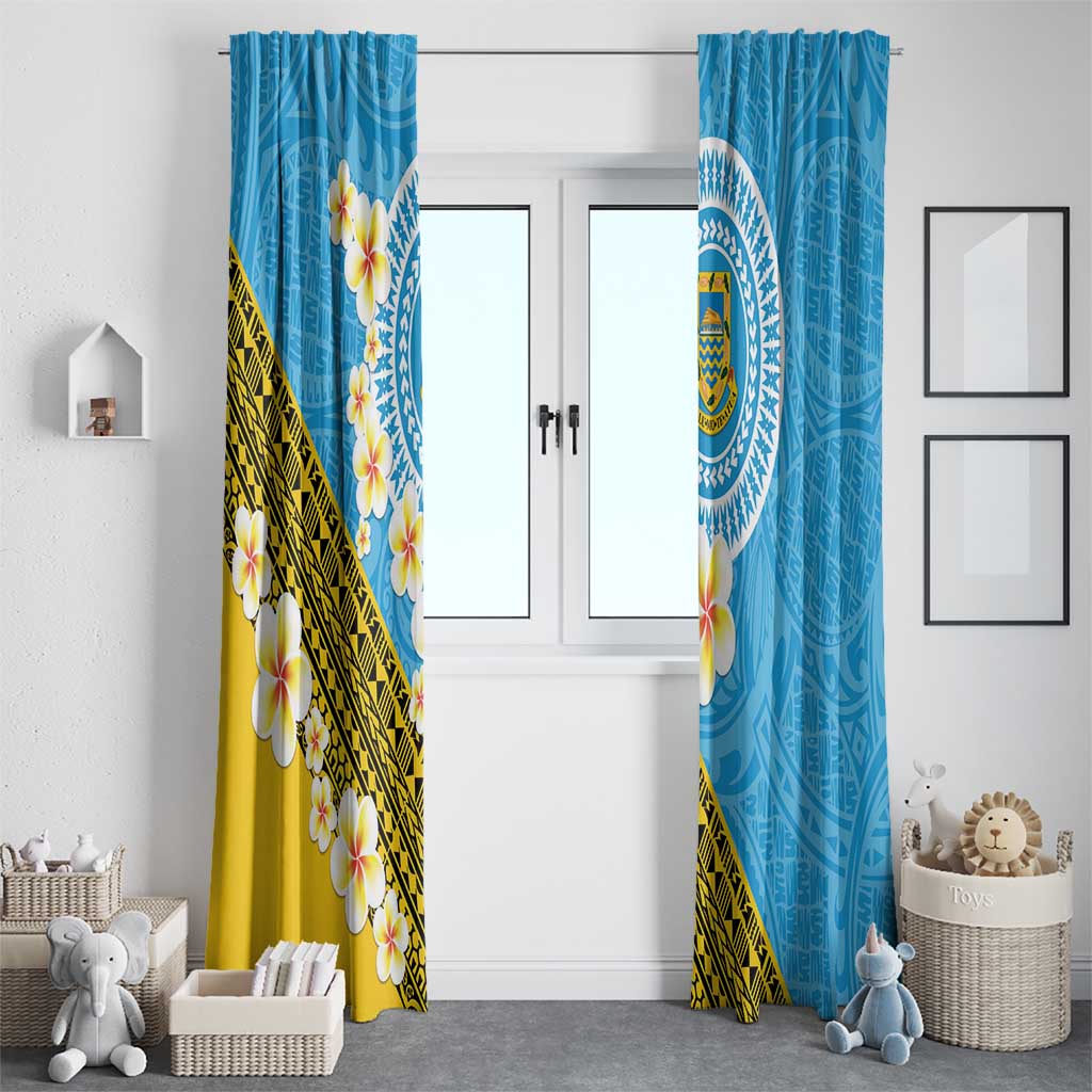 Tuvalu Plumeria Flowers Window Curtain Polynesian Tribal Pattern