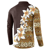 Vintage Hibiscus Turtle Pattern Button Sweatshirt with Plumeria Half Style