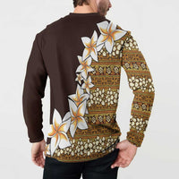 Vintage Hibiscus Turtle Pattern Button Sweatshirt with Plumeria Half Style