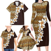 Vintage Hibiscus Turtle Pattern Family Matching Long Sleeve Bodycon Dress and Hawaiian Shirt with Plumeria Half Style LT9 - Polynesian Pride
