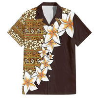 Vintage Hibiscus Turtle Pattern Family Matching Long Sleeve Bodycon Dress and Hawaiian Shirt with Plumeria Half Style LT9 Dad's Shirt - Short Sleeve Gold - Polynesian Pride