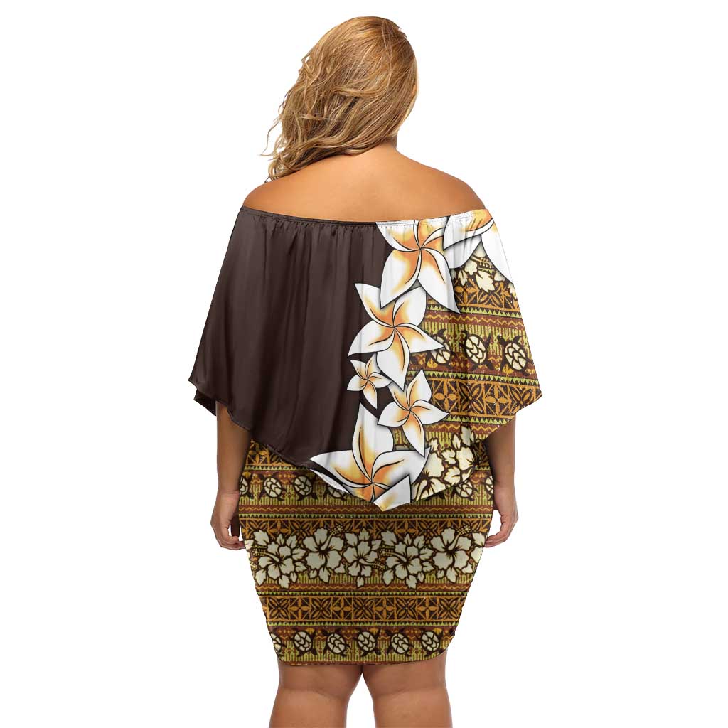 Vintage Hibiscus Turtle Pattern Family Matching Off Shoulder Short Dress and Hawaiian Shirt with Plumeria Half Style