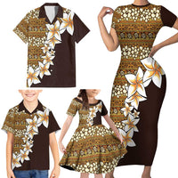 Vintage Hibiscus Turtle Pattern Family Matching Short Sleeve Bodycon Dress and Hawaiian Shirt with Plumeria Half Style LT9 - Polynesian Pride