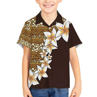 Vintage Hibiscus Turtle Pattern Family Matching Short Sleeve Bodycon Dress and Hawaiian Shirt with Plumeria Half Style LT9 Son's Shirt Gold - Polynesian Pride