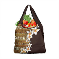 Vintage Hibiscus Turtle Pattern Grocery Bag with Plumeria Half Style
