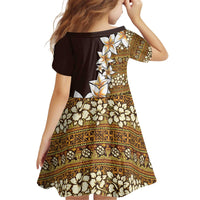 Vintage Hibiscus Turtle Pattern Kid Short Sleeve Dress with Plumeria Half Style