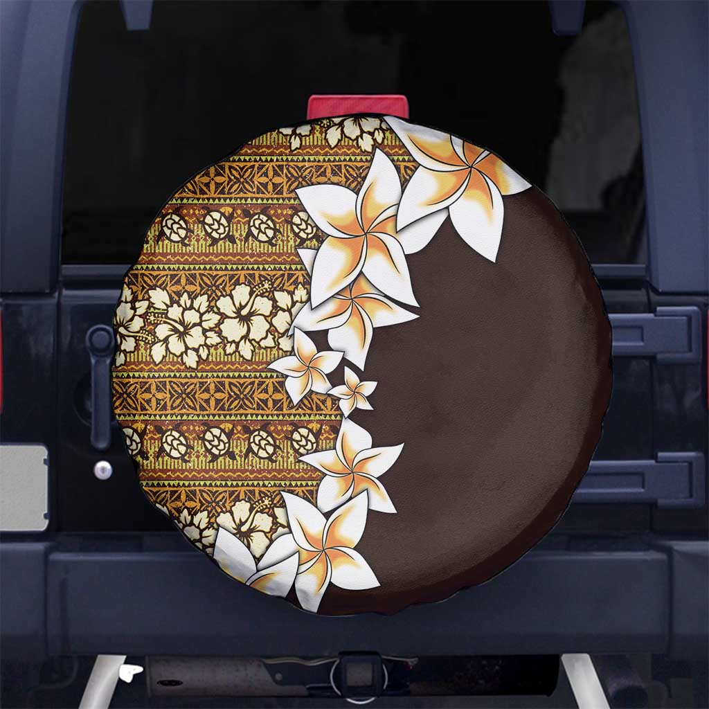 Vintage Hibiscus Turtle Pattern Spare Tire Cover with Plumeria Half Style