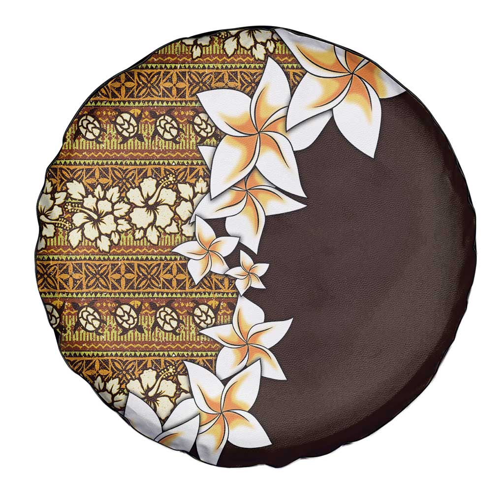Vintage Hibiscus Turtle Pattern Spare Tire Cover with Plumeria Half Style