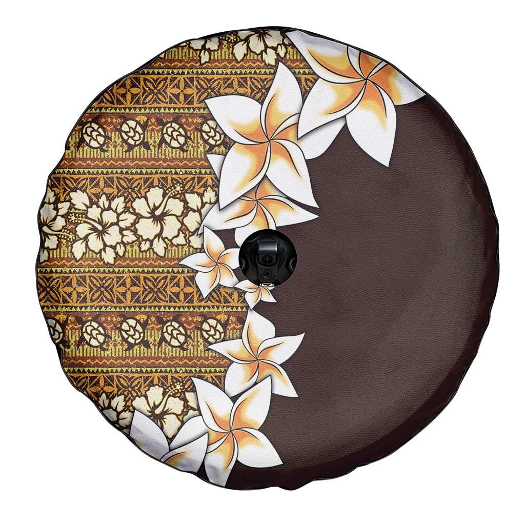 Vintage Hibiscus Turtle Pattern Spare Tire Cover with Plumeria Half Style