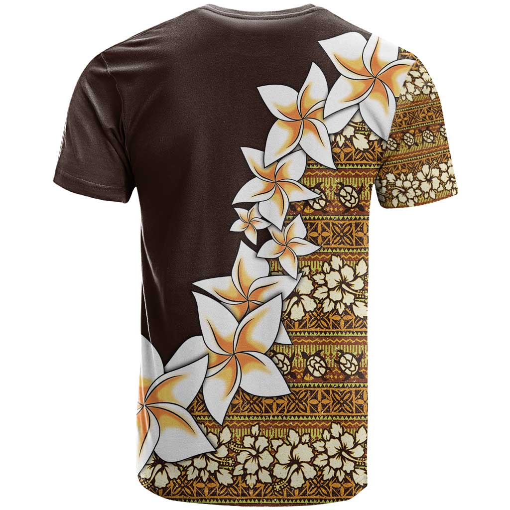 Vintage Hibiscus Turtle Pattern T Shirt with Plumeria Half Style
