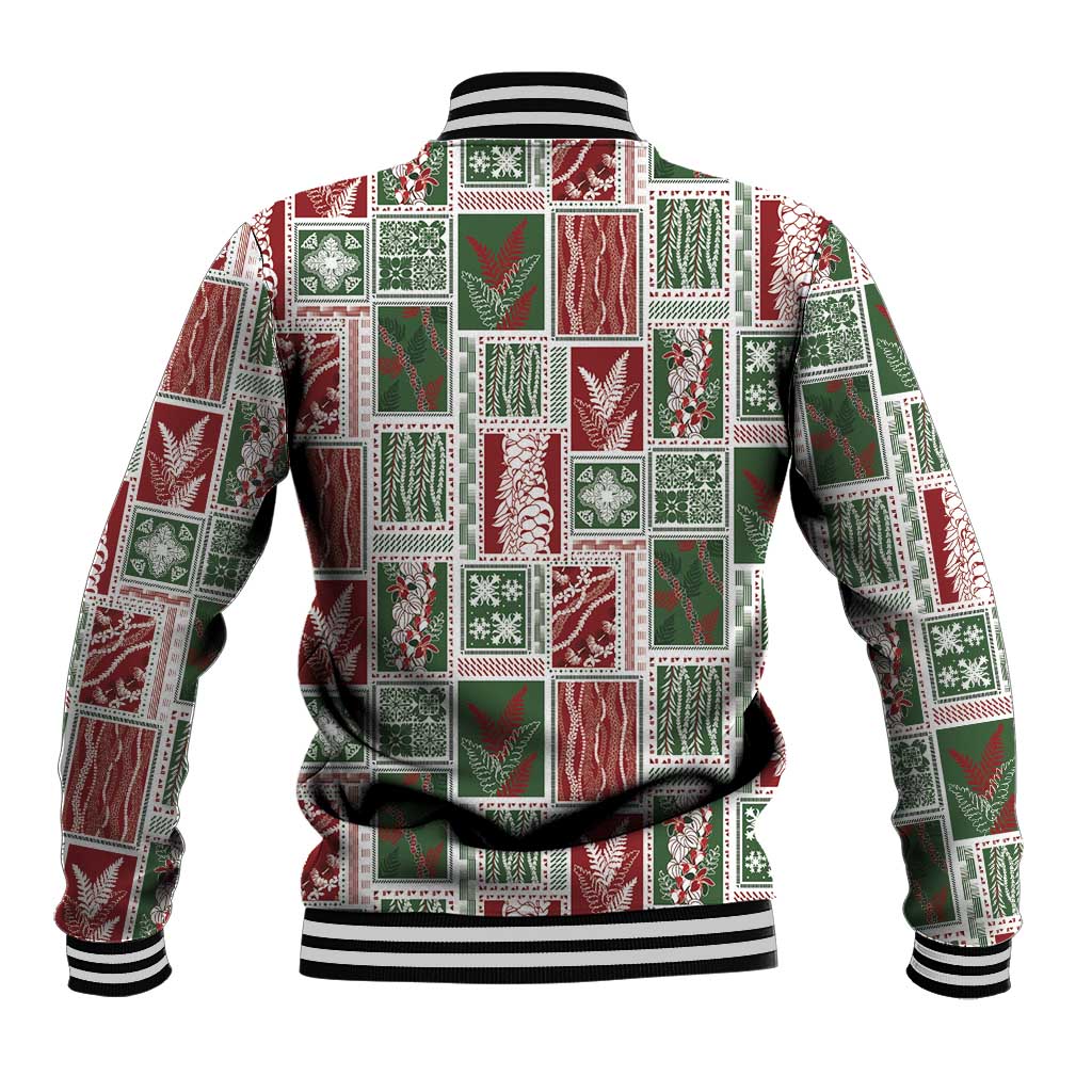 Mele Kalikimaka Hawaiian Quilt and Lei Patchwork Baseball Jacket - Polynesian Pride
