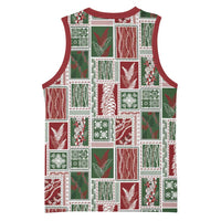 Mele Kalikimaka Hawaiian Quilt and Lei Patchwork Basketball Jersey - Polynesian Pride
