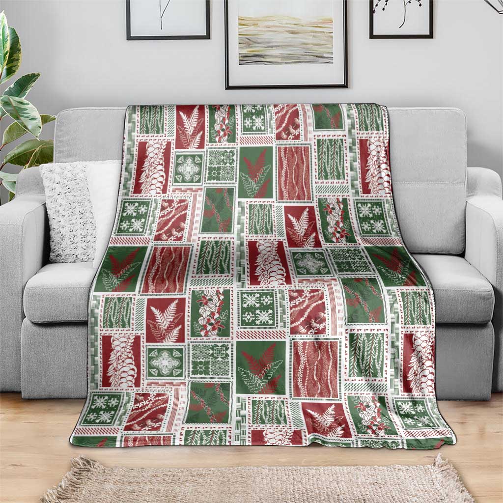 Mele Kalikimaka Hawaiian Quilt and Lei Patchwork Blanket - Polynesian Pride