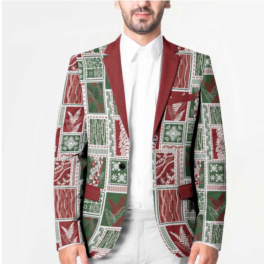Mele Kalikimaka Hawaiian Quilt and Lei Patchwork Blazer - Polynesian Pride