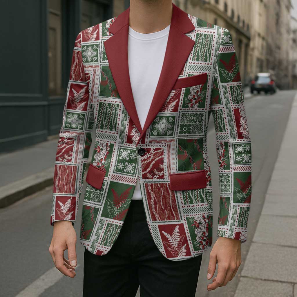 Mele Kalikimaka Hawaiian Quilt and Lei Patchwork Blazer - Polynesian Pride