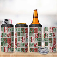 Mele Kalikimaka Hawaiian Quilt and Lei Patchwork 4 in 1 Can Cooler Tumbler - Polynesian Pride