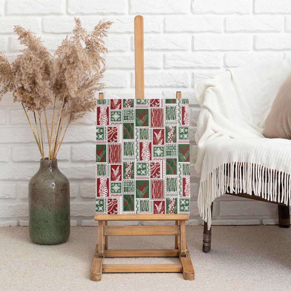 Mele Kalikimaka Hawaiian Quilt and Lei Patchwork Canvas Wall Art - Polynesian Pride