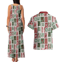 Mele Kalikimaka Hawaiian Quilt and Lei Patchwork Couples Matching Tank Maxi Dress and Hawaiian Shirt - Polynesian Pride