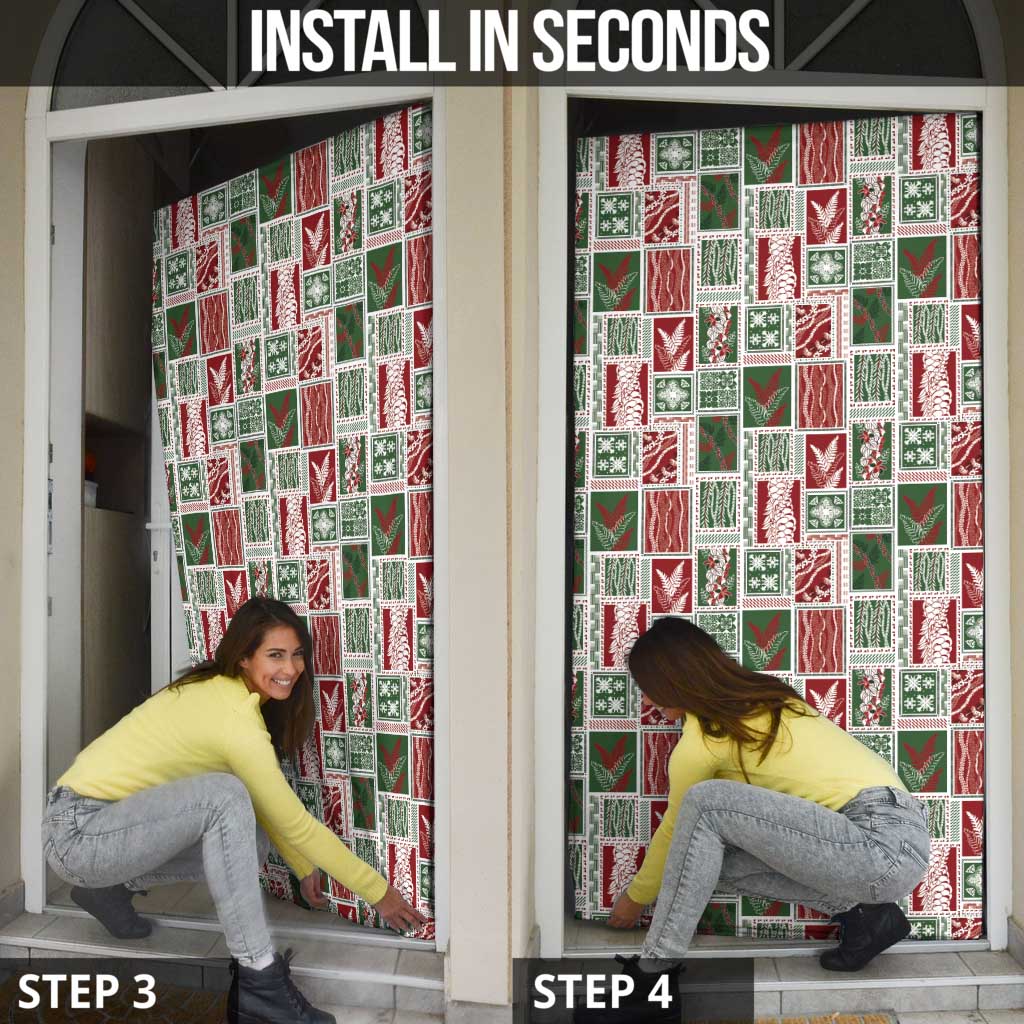 Mele Kalikimaka Hawaiian Quilt and Lei Patchwork Door Cover - Polynesian Pride