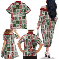 Mele Kalikimaka Hawaiian Quilt and Lei Patchwork Family Matching Off The Shoulder Long Sleeve Dress and Hawaiian Shirt - Polynesian Pride